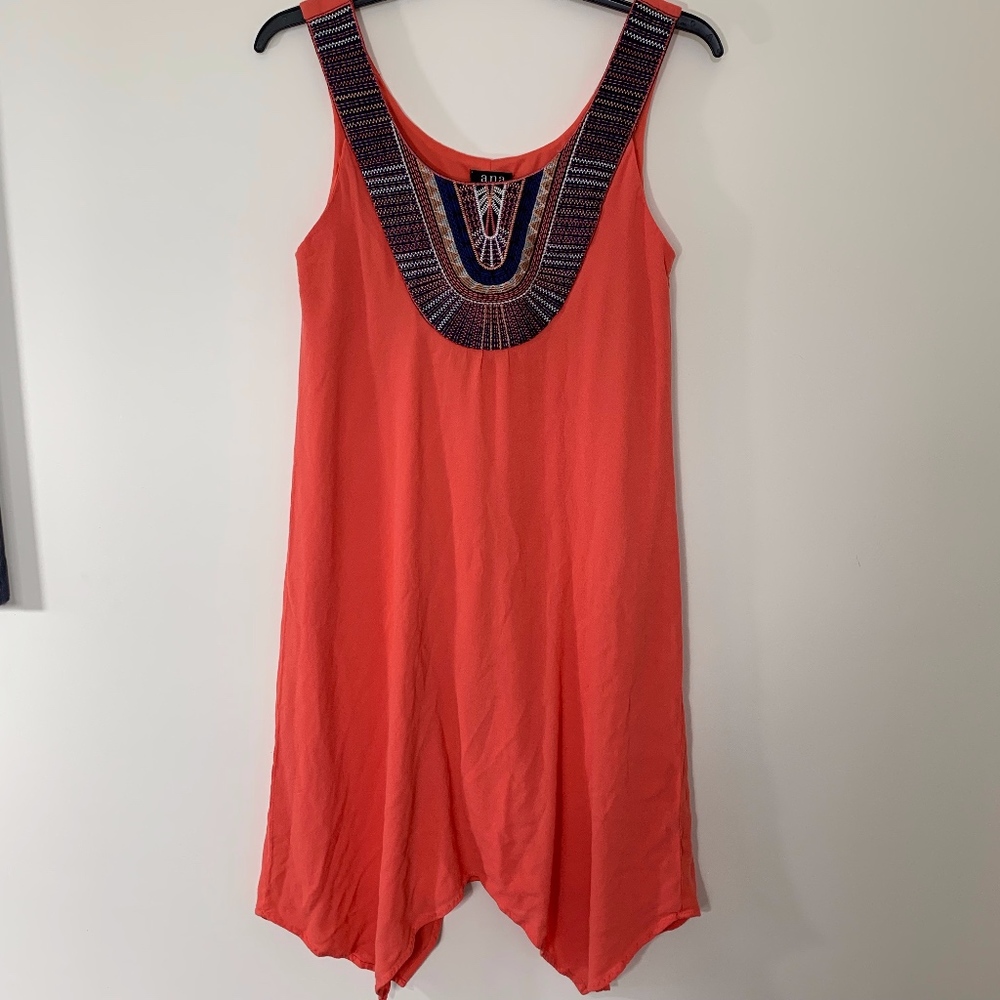 a.n.a Coral Dress with Embroidered Collar; 6